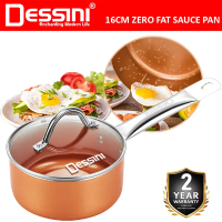 DESSINI ITALY Zero Fat 16CM Sauce Pan Aluminium Induction Non Stick Copper Milk Pot Frying Pan Casse