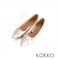 【KOKKO 集團】柔美感交織親膚綿羊皮包鞋(白色)