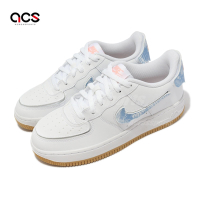 Nike 休閒童鞋 AF1 1 GS 大童 女鞋 白 天空藍 焦糖底 魔鬼氈 可拆卸 DM1020-100