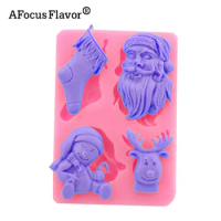 1 Pc 3D Christmas Silicone Mold Santa Claus Gift Reindeer Christmas Tree Crutches Snowy Candy Mold Chocolate Cake Bakeware