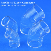16/20/25/32mm Acrylic 45° Elbow Connector Aquarium Fish Tank Transparent Plexiglass Pipe Elbow Joint Water Supply Tube Fittings