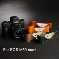 Handmade Genuine Leather Half Case for Canon EOS M50 M50 Mark II
