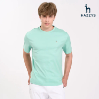 【HAZZYS】男款綠色高品質棉感面料男生圓領短袖-M
