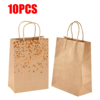 10PC Kraft Paper Gift Bags Picnic Outdoors Food Takeway Wrapping Packaging Boxs Clothes Shoes Shopping Organizer Bag Present Box