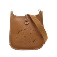 【二手名牌BRAND OFF】HERMES 愛馬仕 金棕色 Taurillon牛皮 Mini Evelyne 肩背包