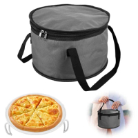 High Quality Thermal Bag with Foldable Tray Lunch Bag Portable Round Lunch Box Thermal Bag for Picnic Hot Cold Food 28x28x18cm