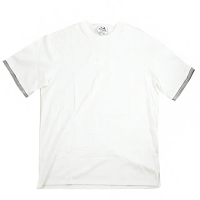 【Hermes 愛馬仕】Piqures Sellier 簡約素面棉質短袖T恤(白/灰邊)