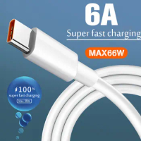 66W 6A USB Type C Super Fast Cable For Huawei Mate 40 50 Xiaomi 11 10 Pro OPPO R17 Fast Charging USB C Fast Charge Cable