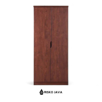 Almari Pakaian Kayu Jati / Lemari Baju 2 Pintu / Almari Ruang Penyimpanan | TUTA