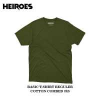 HEIROES Kaos Polos 24S Hijau Army Soft Unisex Pria & Wanita