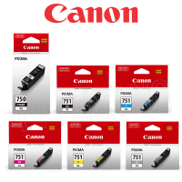 【領券現折268】Canon  PGI-750XL PGBK CLI-751XL BK/C/M/Y/GY 原廠高容量墨水匣組合 (2黑4彩) 適用 IP7270/iX6770