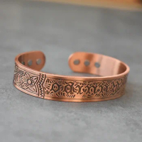 Pure Copper Magnetic Bracelets Male Adjustable Energy 15mm Magnet Bangles Benefits Wristband Viking Knot Men Jewelry