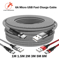 3m 6A Micro USB Cable Fast Charge 8m 5m 2m 1.5m 1m Extension Data Cables for Xiaomi Redmi Samsung VR Andriod Micro USB Equipment