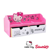 【百科良品】Hello Kitty 凱蒂貓桌上橫式雙抽 美妝收納盒 文具收納 桌上收納
