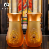 純銅琉璃寶相花瓶（鑲鉆款） 家用佛前供花瓶 觀音供佛花瓶擺件