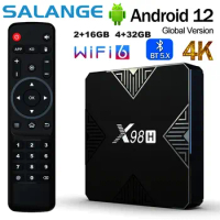 Salange TV Box Android 12.0 X98H 2G 4G RAM 16G 32G ROM BT 5.0 Smart TVBOX Media Player 2 USB 3.0 Ports HDMI 2.0 Compatible