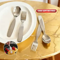OEM SK-C1404 Sendok Garpu Makan Anak Stainless Pegangan Pendek Sendok Makanan Penutup Anti Karat / S