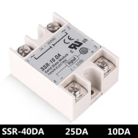 Single Phase Solid State Relay SSR-40DA SSR-25DA SSR-10DA DC To AC 3-32VDC Input 24-380VAC Output solid state relay