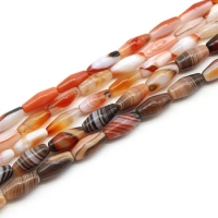 Wholesale Natural Botswana sardonyx Onyx Agates Stone Beads DIY Rice Tube Loose Spacer Beads For Jewelry Making Strand 15 Inch