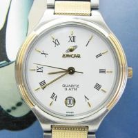 (6 o'clock calendar) enicar Gold plated quartz inventory men's watch