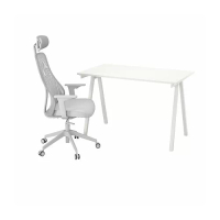 TROTTEN/MATCHSPEL 書桌及椅子, 白色/淺灰色