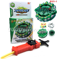 ™▼戰鬥陀螺B121超Z改造組Burst B-121 1 三頭犬 綠色7鐵. At 兒童玩具陀螺 附聖劍發射器