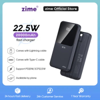 Zime 20000mAh Power Bank Built-in Cables Portable Powerbank External Battery Charger for iPhone iPad Xiaomi Samsung Huawei