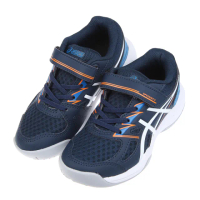 【布布童鞋】asics亞瑟士UPCOURT海藍橘膠底兒童機能運動鞋羽球鞋(J2N029B)