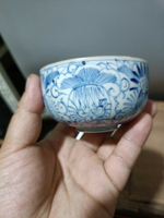日本回流瓷器古董清代青花纏枝蓮瓷杯瓷碗茶杯。手繪細路，滿工，
