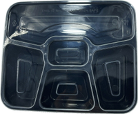 B 5格方型餐盒+PP蓋厚(10入組)可微波外帶盒方形黑色便當盒PP免洗餐盒一次性拋棄式塑膠盒PP餐盒(伊凡卡百貨)