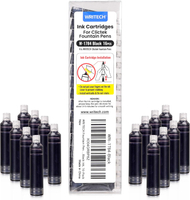 WRITECH Fountain Pen Fine Nib: Retractable Black Ink Pens Set Includes 5 Ink Cartridges Smooth Writi