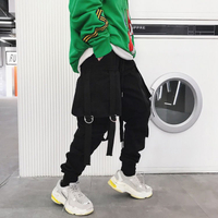 FINDSENSE G6 韓國時尚 秋冬新款超火飄帶裝飾街舞嘻哈男士哈倫褲暗黑係發型師休閒褲