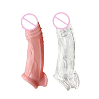 Reusable Penis Sleeve Extender Realistic Penis Condom Silicone Extension Sex Toy For Men Cock Enlarger Condom Sheath Delay New