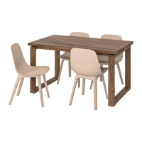 MÖRBYLÅNGA/ODGER 餐桌附4張餐椅, 棕色 白色/米色