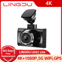 LINGDU LD02 Lite Dash Cam 4K Front 1080P Rear Camera 5.8Gh WiFi GPS 3inch Screen Voice Control 24H Parking Monitor Night Vision