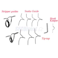 11 Pieces Fly Fishing Rod Guide Set Building Wrapping 9FT 4-6WT Hard Snake Guide Tip Hook DIY Eye Rings Different Size