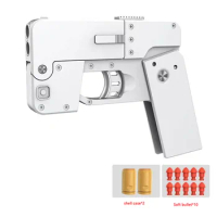 New Life Card Metal Foldable Soft Bullet Toy Gun Foam Ejection Darts Blaster Pistol Manual Airsoft For Kid Adult Birthday Gift