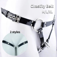 Male Chastity Belt Chastity Cage Wearable Fixed PU Leather Assisted Belt Adjustable Cock Cage Chastity Lock Accessories Sex Toys