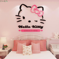 KT貓壓克力壁貼 3d立體牆貼 房公主女房間裝飾貼紙 臥室床頭電視背景墻牆裝飾貼畫 卡通壁貼 房間裝飾