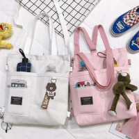 Canvas Bag Female Messenger Bags Large Capacity Student Tote Bag Carrying Book Bag Fashion Japanese Style Shoulder Bag Handbags