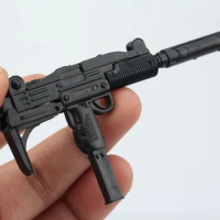 1/6th Mini UZI Submachine Gun Plastic Assembled Firearm 4D Gun Model for 12" Soldiers Action Figure Military Building