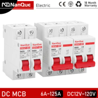 DC MCB 12V 24V 48V 60V 110V Circuit Breaker Battery Protect Switch Positive Negative Short Circuit 2P 10A 20A 50A 100A 125A 150A