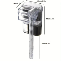 1Pc USB-Powered Slim Aquarium Filter For 2-5 Gallon Tanks - Adjustable Flow, 66GPH, Quiet Operation,