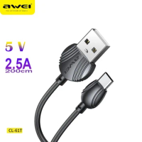 Awei CL-61 2M USB Type C Data Cable Fast Charging Wire Lightning Phone Cable For iPhone 11 13 14 Xiaomi Samsung