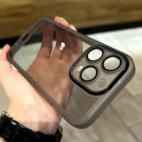 全城熱賣 - 自帶鏡頭膜適用蘋果16手機殼15Promax/13/12保護套13por簡約透明男女11潮款iPhone15promax防摔軟殼14p高級感iPhone 12高級感自帶鏡頭膜【透黑款】
