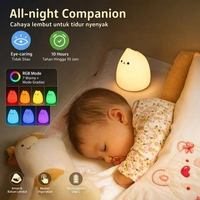 Little Cat Lampu Tidur LED Model Cute Cat RGB 5 Color 0.3W 4.5V - LJC-124 Putih