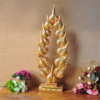 泰式亮片實木菩提葉裝飾擺件東南亞風格酒店會所家居桌面裝飾擺件1入