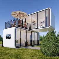 outdoor prefab hotel house, living and working apple cabin villa, customized modular design sunroom, prefabricated glass house