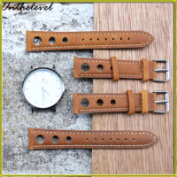 Luxury Watch Band Men's Leather Watch Strap Large Hole Breathable Sports Brown Leather Watch Strap for Smart Watches