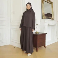 Lozy Hijab - Hafisa Abaya Set (Abaya Gamis Set Khimar Haji dan Umrah Bahan Jersey) Smoke New Materia